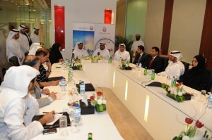 HE Rashed Lahej Al Mansoori, Director General of the Abu Dhabi Systems & Information Centre (ADSIC) and other officials during the press conference in Al Ain.