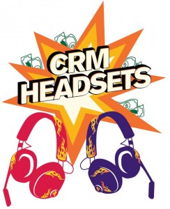 I took refuge from the madness by hiding out in the trade show booth of a company that had a big sign on their stand advertising their CRM headsets. Seriously. CRM headsets.